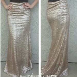 Handmaid Matte Champagne Sequin Maxi Skirt